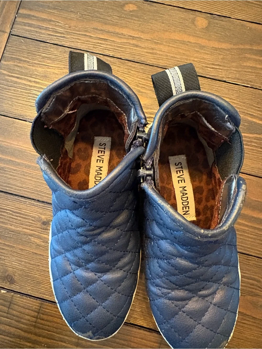 Steve Madden Kids Navy Quilted Slip-On Boots with Side Zipper
